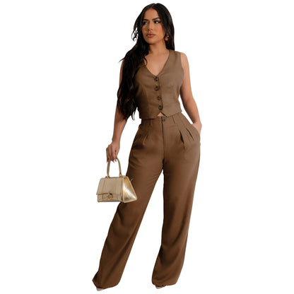 Damen-Zweiteiler – Ärmelloses Oberteil & Elegante Hose