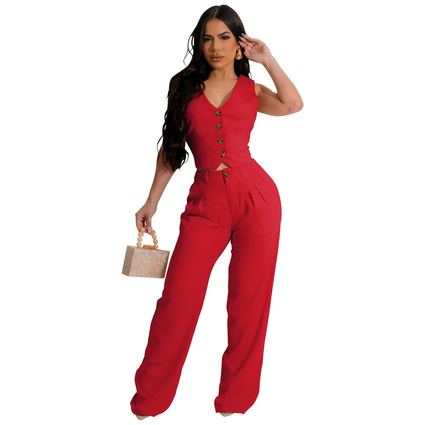 Damen-Zweiteiler – Ärmelloses Oberteil & Elegante Hose
