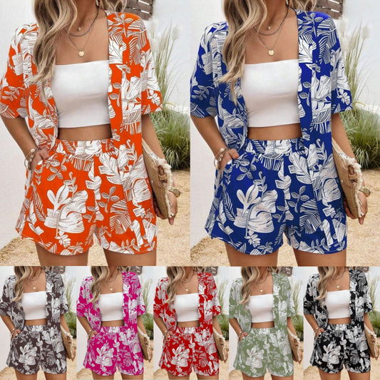 Women's Printed 2-Piece Set – Top & Long Shorts