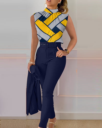Damen-Zweiteiler – Tanktop & bedruckte Hose