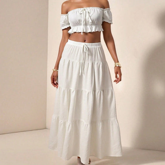 Women's 2-Piece Set - Elegant Top + Skirt