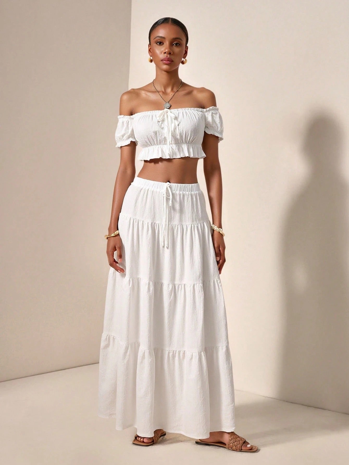 Zweiteiliges Set für Damen – Elegantes Oberteil + Rock