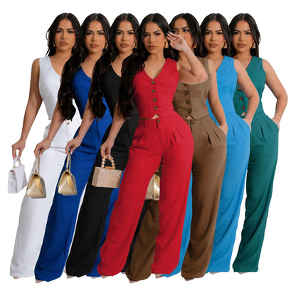 Damen-Zweiteiler – Ärmelloses Oberteil & Elegante Hose