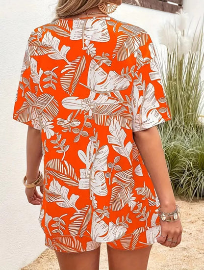 Zweiteiliges Damen-Set mit Print – Oberteil & lange Shorts