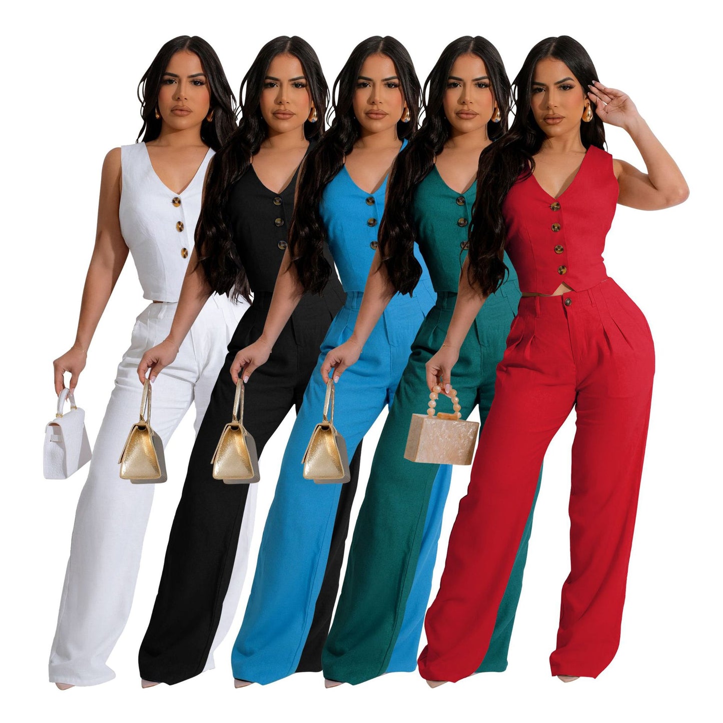 Damen-Zweiteiler – Ärmelloses Oberteil & Elegante Hose